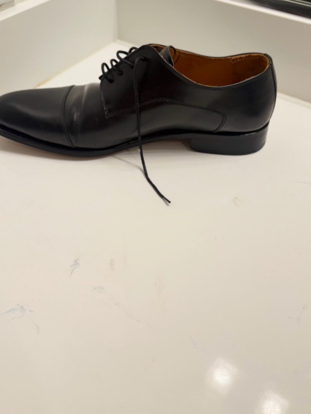 Finsbury Italy shoe Classic Black Leather Cap-Toe Derby Shoes - Men's - Picture 11 of 13